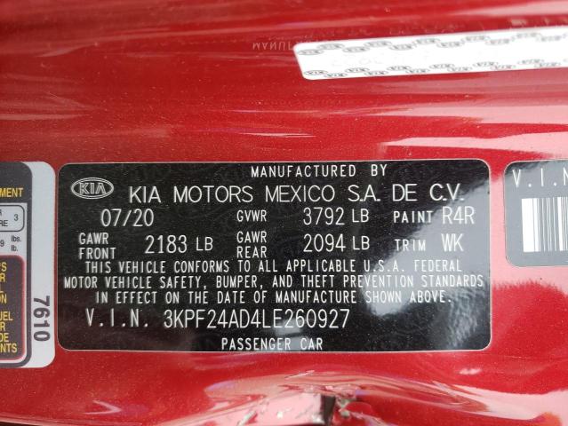 Photo 10 from auction – 2020 KIA FORTE FE with VIN 3KPF24AD4LE260927