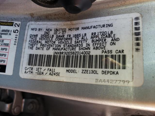 Photo 10 from auction – 2008 TOYOTA COROLLA CE with VIN 1NXBR32E58Z014002