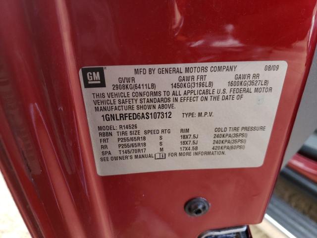 Photo 10 from auction – 2010 CHEVROLET TRAVERSE L with VIN 1GNLRFED6AS107312