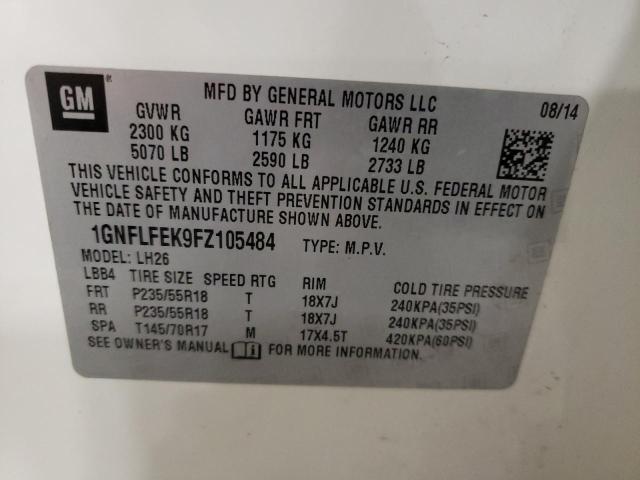 Photo 10 from auction – 2015 CHEVROLET EQUINOX LT with VIN 1GNFLFEK9FZ105484