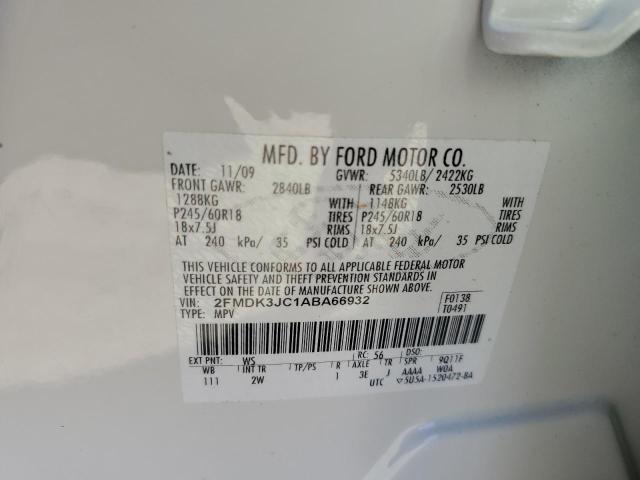Photo 10 from auction – 2010 FORD EDGE SEL with VIN 2FMDK3JC1ABA66932