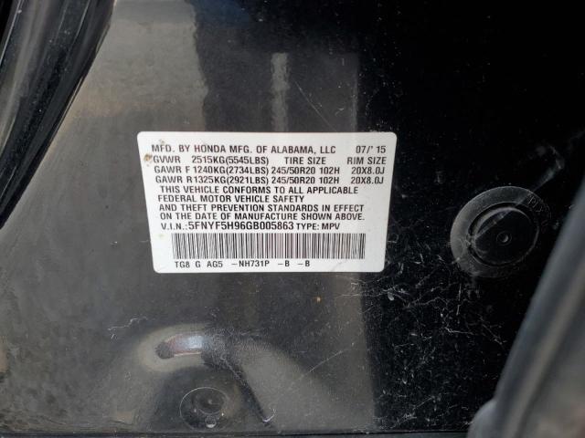 Photo 10 from auction – 2016 HONDA PILOT TOUR with VIN 5FNYF5H96GB005863