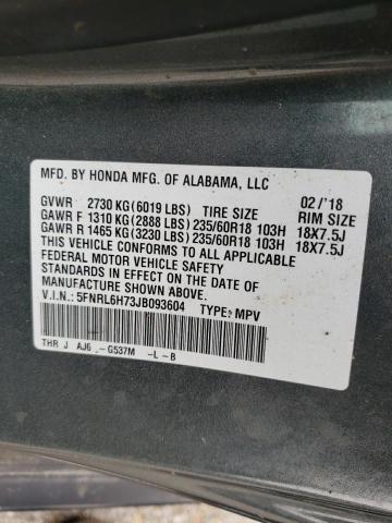 Photo 10 from auction – 2018 HONDA ODYSSEY EX with VIN 5FNRL6H73JB093604