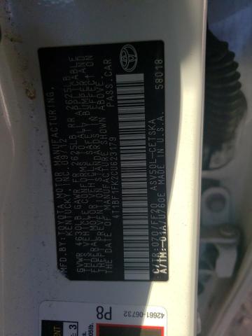 Photo 10 from auction – 2012 TOYOTA CAMRY BASE with VIN 4T1BF1FK2CU623179