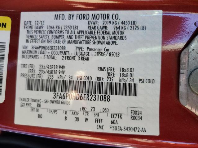 Photo 10 from auction – 2014 FORD FUSION SE with VIN 3FA6P0HD6ER231088