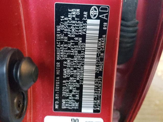 Photo 10 from auction – 2014 TOYOTA COROLLA L with VIN 2T1BURHE7EC197490