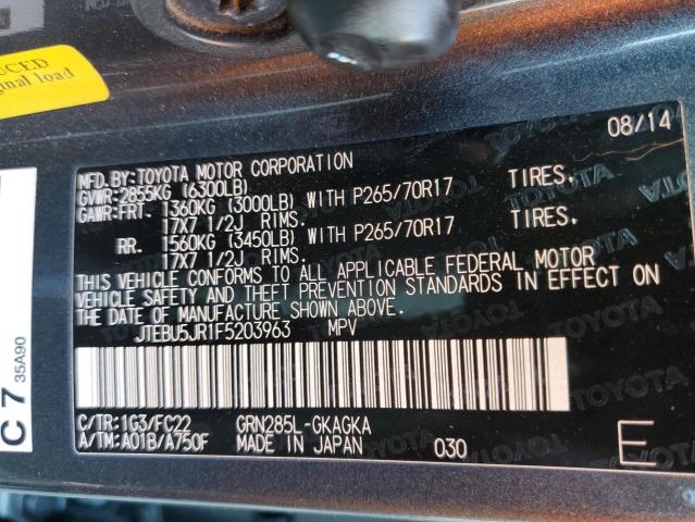 Photo 10 from auction – 2015 TOYOTA 4RUNNER SR with VIN JTEBU5JR1F5203963