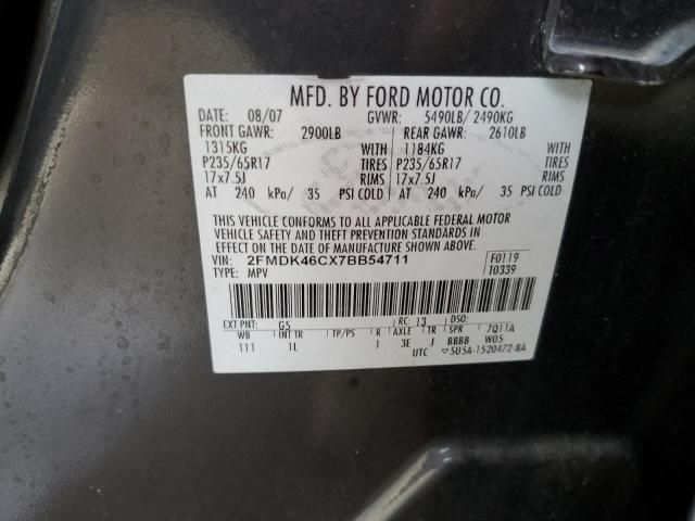 Photo 10 from auction – 2007 FORD EDGE SE with VIN 2FMDK46CX7BB54711