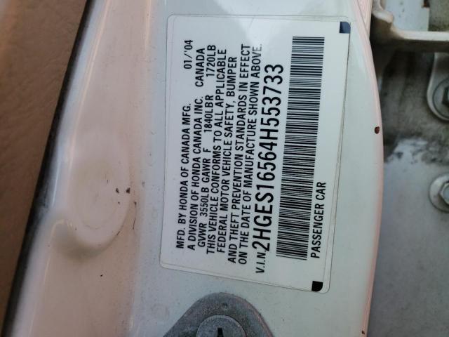 Photo 10 from auction – 2004 HONDA CIVIC LX with VIN 2HGES16564H553733