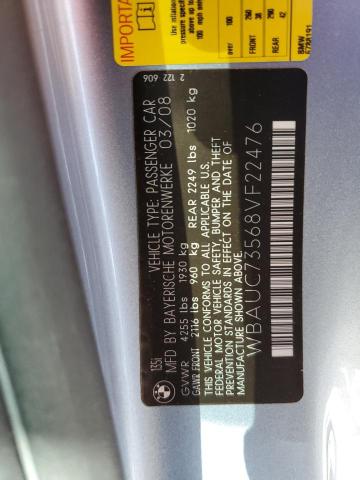 Foto 10 de la subasta – 2008 BMW 135 I con VIN WBAUC73568VF22476