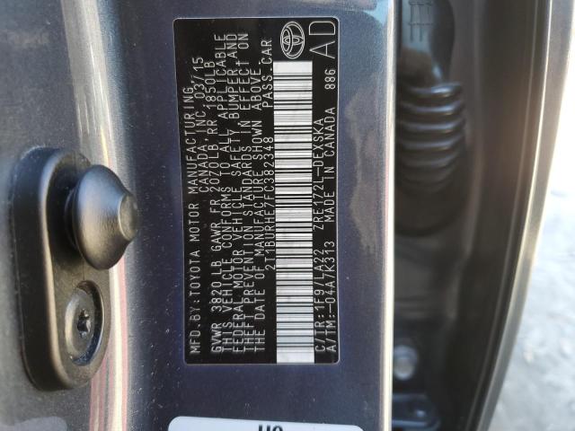 Photo 10 from auction – 2015 TOYOTA COROLLA L with VIN 2T1BURHE7FC382348