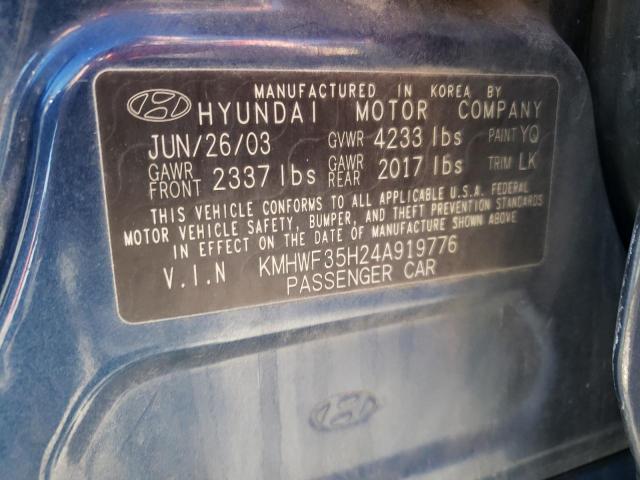Photo 10 from auction – 2004 HYUNDAI SONATA with VIN KMHWF35H24A919776