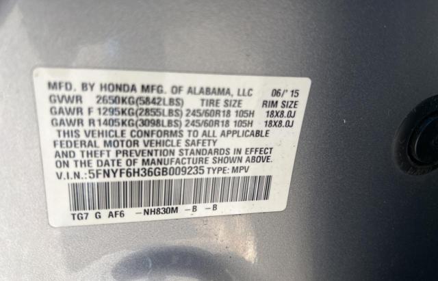 Photo 10 from auction – 2016 HONDA PILOT EX with VIN 5FNYF6H36GB009235