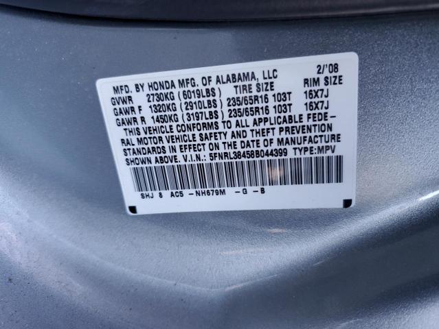 Photo 10 from auction – 2008 HONDA ODYSSEY EX with VIN 5FNRL38458B044399