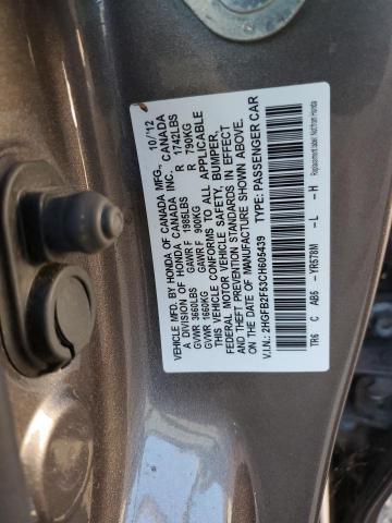 Photo 10 from auction – 2012 HONDA CIVIC LX with VIN 2HGFB2F53CH605439