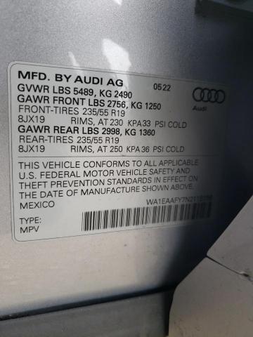 Photo 10 from auction – 2022 AUDI Q5 PREMIUM with VIN WA1EAAFY7N2115156
