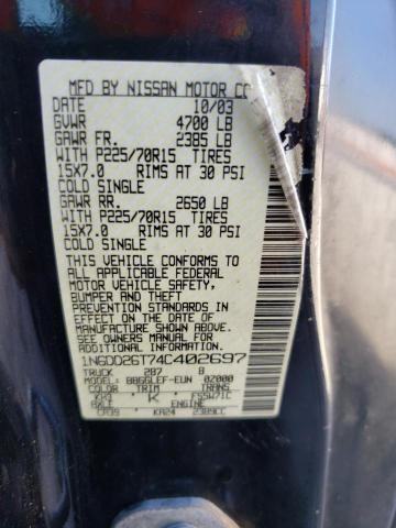 Photo 10 from auction – 2004 NISSAN FRONTIER K with VIN 1N6DD26T74C402697