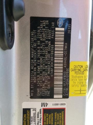 Photo 10 from auction – 2011 TOYOTA CAMRY BASE with VIN 4T4BF3EK3BR188089