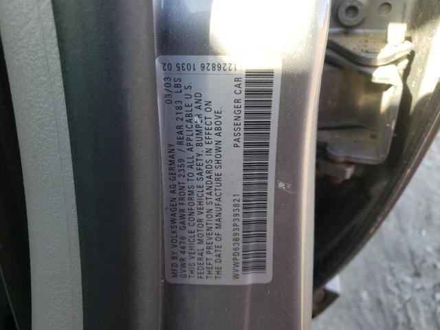 Photo 10 from auction – 2003 VOLKSWAGEN PASSAT GLS with VIN WVWPD63B93P393821
