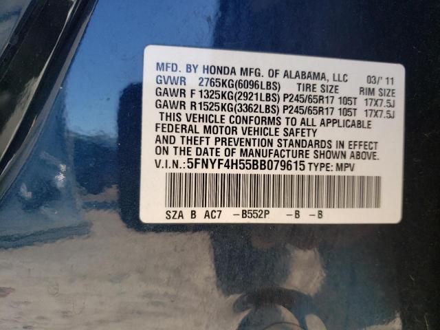 Photo 10 from auction – 2011 HONDA PILOT EXL with VIN 5FNYF4H55BB079615