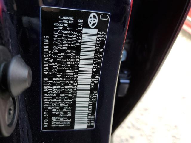 Photo 10 from auction – 2022 TOYOTA COROLLA SE with VIN 5YFS4MCE2NP115093