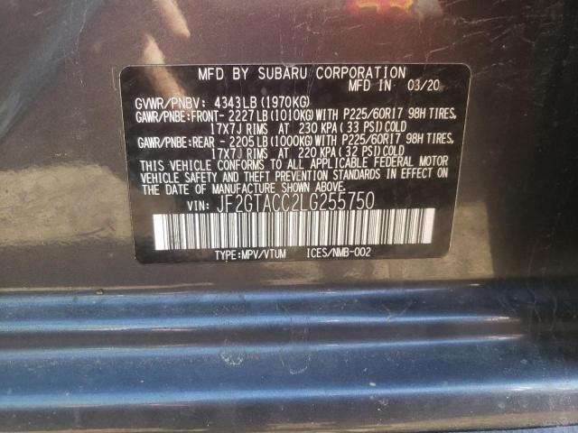 Photo 10 from auction – 2020 SUBARU CROSSTREK with VIN JF2GTACC2LG255750