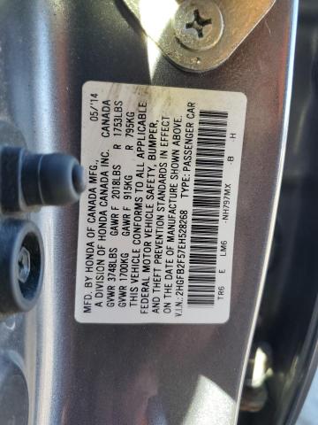 Photo 10 from auction – 2014 HONDA CIVIC LX with VIN 2HGFB2F57EH528268