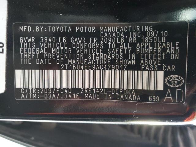 Photo 10 from auction – 2010 TOYOTA COROLLA BA with VIN 2T1BU4EE9AC479017