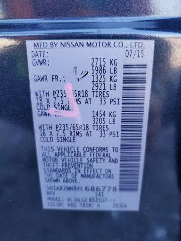 Photo 10 from auction – 2015 NISSAN PATHFINDER with VIN 5N1AR2MN9FC686778
