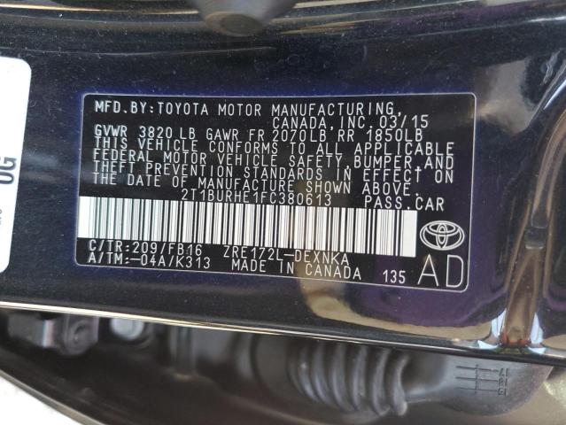 Photo 10 from auction – 2015 TOYOTA COROLLA L with VIN 2T1BURHE1FC380613