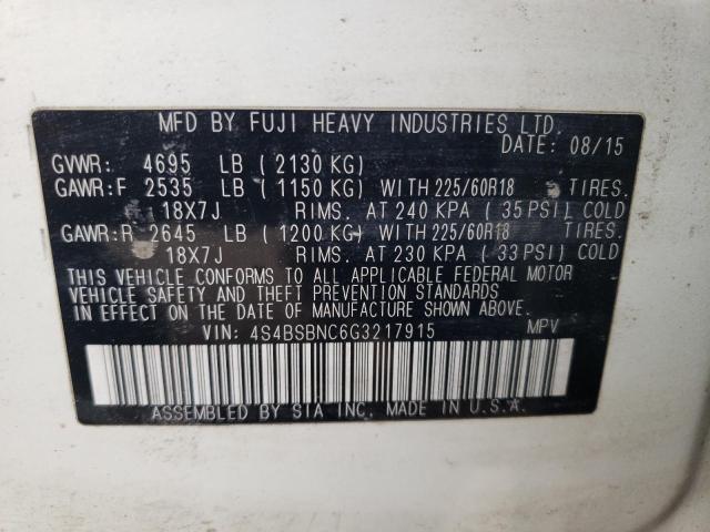 Photo 10 from auction – 2016 SUBARU OUTBACK 2. with VIN 4S4BSBNC6G3217915