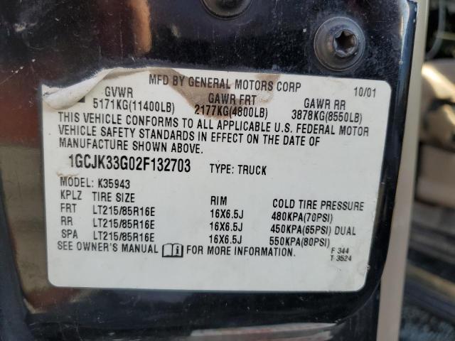 Photo 10 from auction – 2002 CHEVROLET SILVERADO with VIN 1GCJK33G02F132703