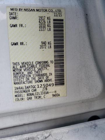 Photo 10 from auction – 2016 NISSAN ALTIMA 2.5 with VIN 1N4AL3AP7GC125049