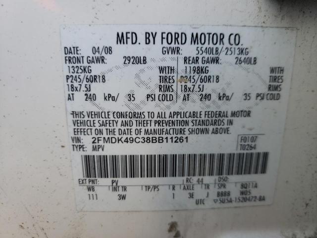 Photo 10 from auction – 2008 FORD EDGE LIMIT with VIN 2FMDK49C38BB11261