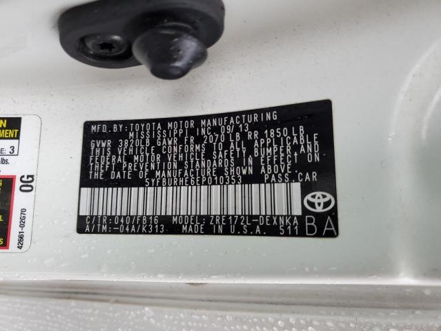 Photo 10 from auction – 2014 TOYOTA COROLLA L with VIN 5YFBURHE6EP010353