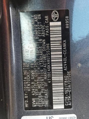 Photo 10 from auction – 2008 TOYOTA CAMRY CE with VIN 4T1BE46K48U755386