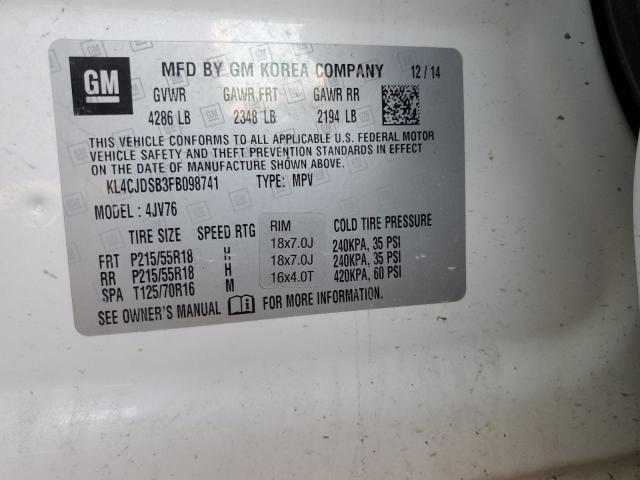 Photo 10 from auction – 2015 BUICK ENCORE PRE with VIN KL4CJDSB3FB098741