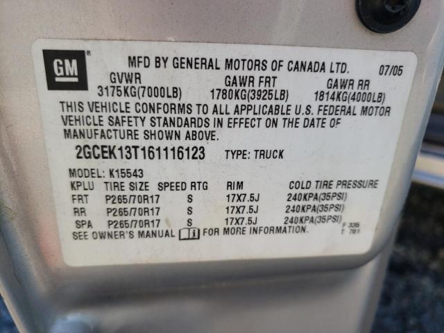 Photo 10 from auction – 2006 CHEVROLET SILVERADO with VIN 2GCEK13T161116123