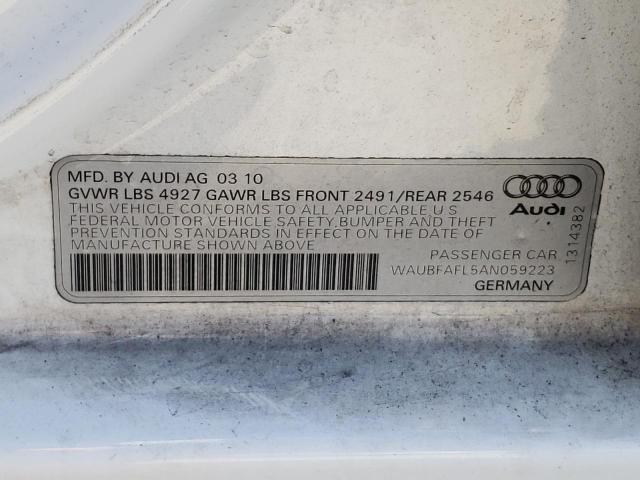 Photo 10 from auction – 2010 AUDI A4 PREMIUM with VIN WAUBFAFL5AN059223