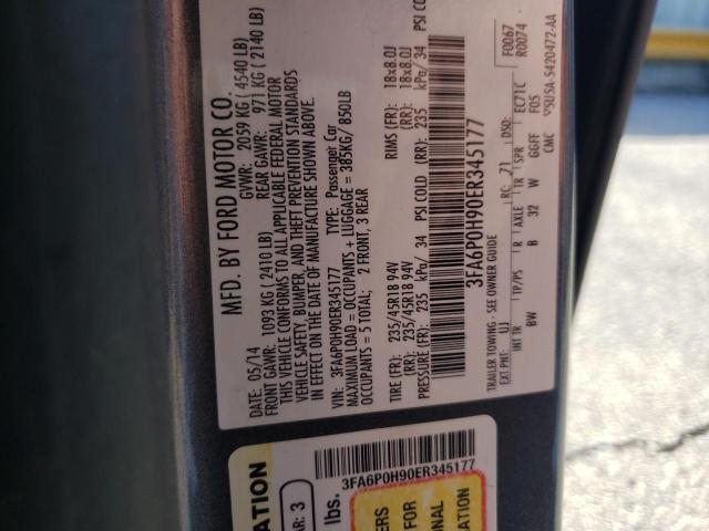 Photo 10 from auction – 2014 FORD FUSION SE with VIN 3FA6P0H90ER345177