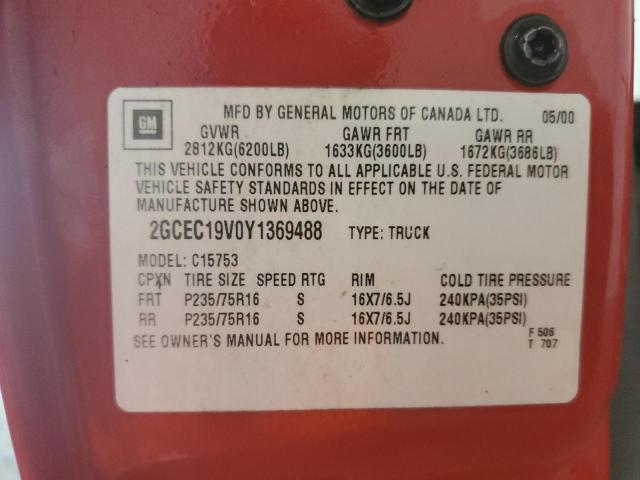 Photo 10 from auction – 2000 CHEVROLET SILVERADO with VIN 2GCEC19V0Y1369488