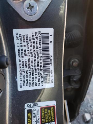 Photo 10 from auction – 2010 HONDA CIVIC EX with VIN 19XFA1F82AE067816