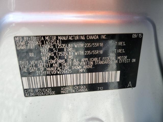 Photo 10 from auction – 2015 TOYOTA RAV4 LIMIT with VIN 2T3YFREV0FW226425