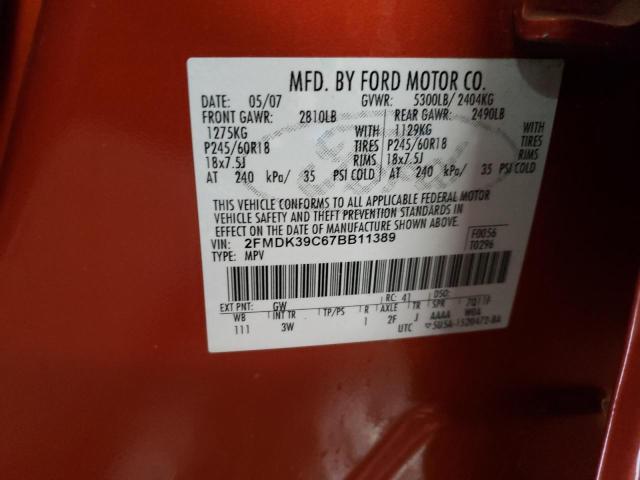 Photo 10 from auction – 2007 FORD EDGE SEL P with VIN 2FMDK39C67BB11389