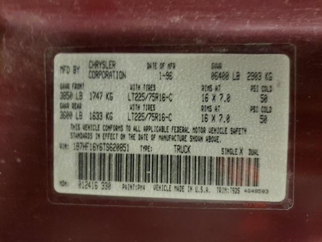Photo 10 from auction – 1996 DODGE RAM 1500 with VIN 1B7HF16Y6TS620851