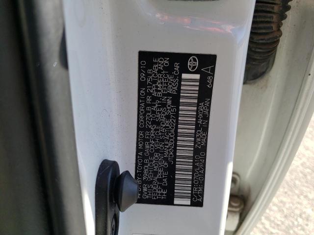 Photo 10 from auction – 2010 TOYOTA PRIUS with VIN JTDKN3DU0A0227151