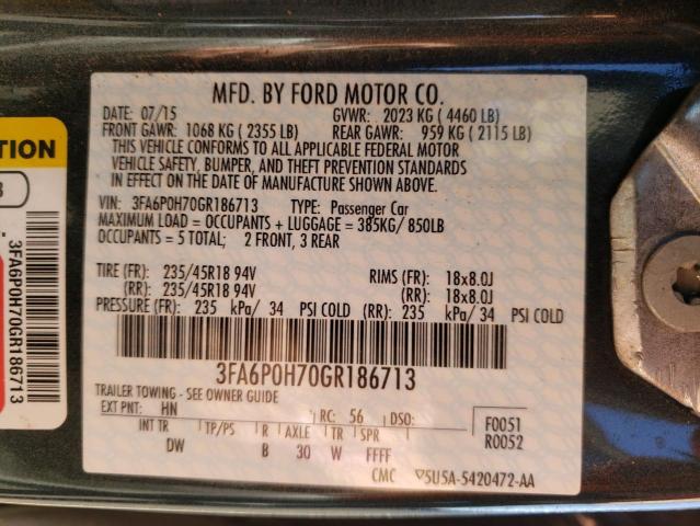 Photo 10 from auction – 2016 FORD FUSION SE with VIN 3FA6P0H70GR186713