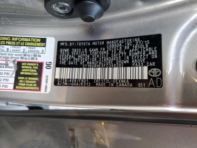 Photo 10 from auction – 2015 TOYOTA COROLLA L with VIN 2T1BURHEXFC349392