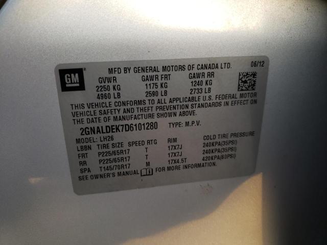 Photo 10 from auction – 2013 CHEVROLET EQUINOX LT with VIN 2GNALDEK7D6101280