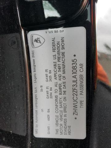 Photo 10 from auction – 2018 LAMBORGHINI HURACAN with VIN ZHWUC2ZF3JLA10835